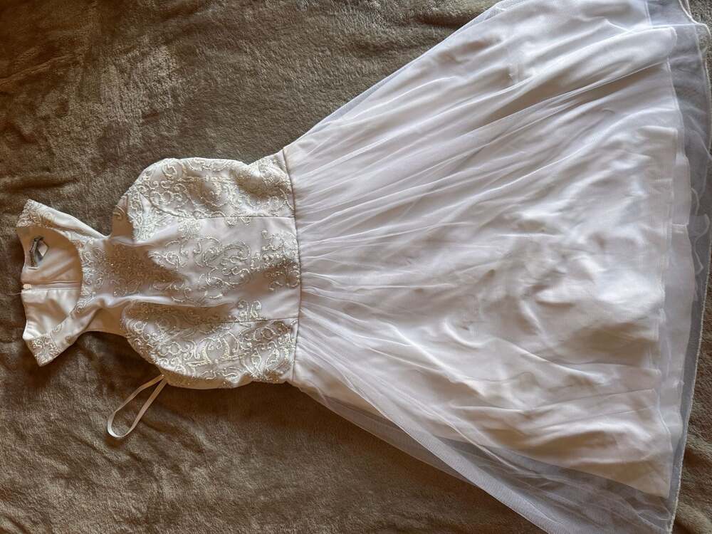Xtraordinary White Glitter Embroidered Tulle Dress Size 3
